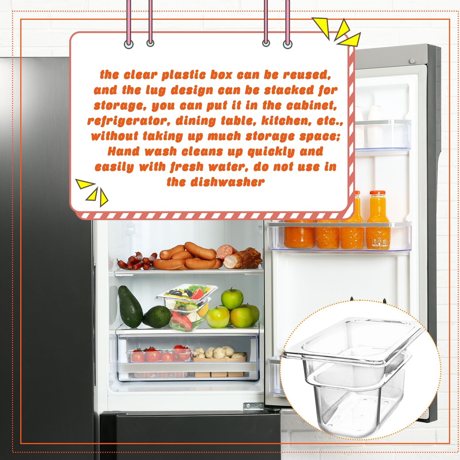 15 Pack Plastic Food Pan 1/9 Size 4 Inch Deep Clear Polycarbonate Storage Pan…