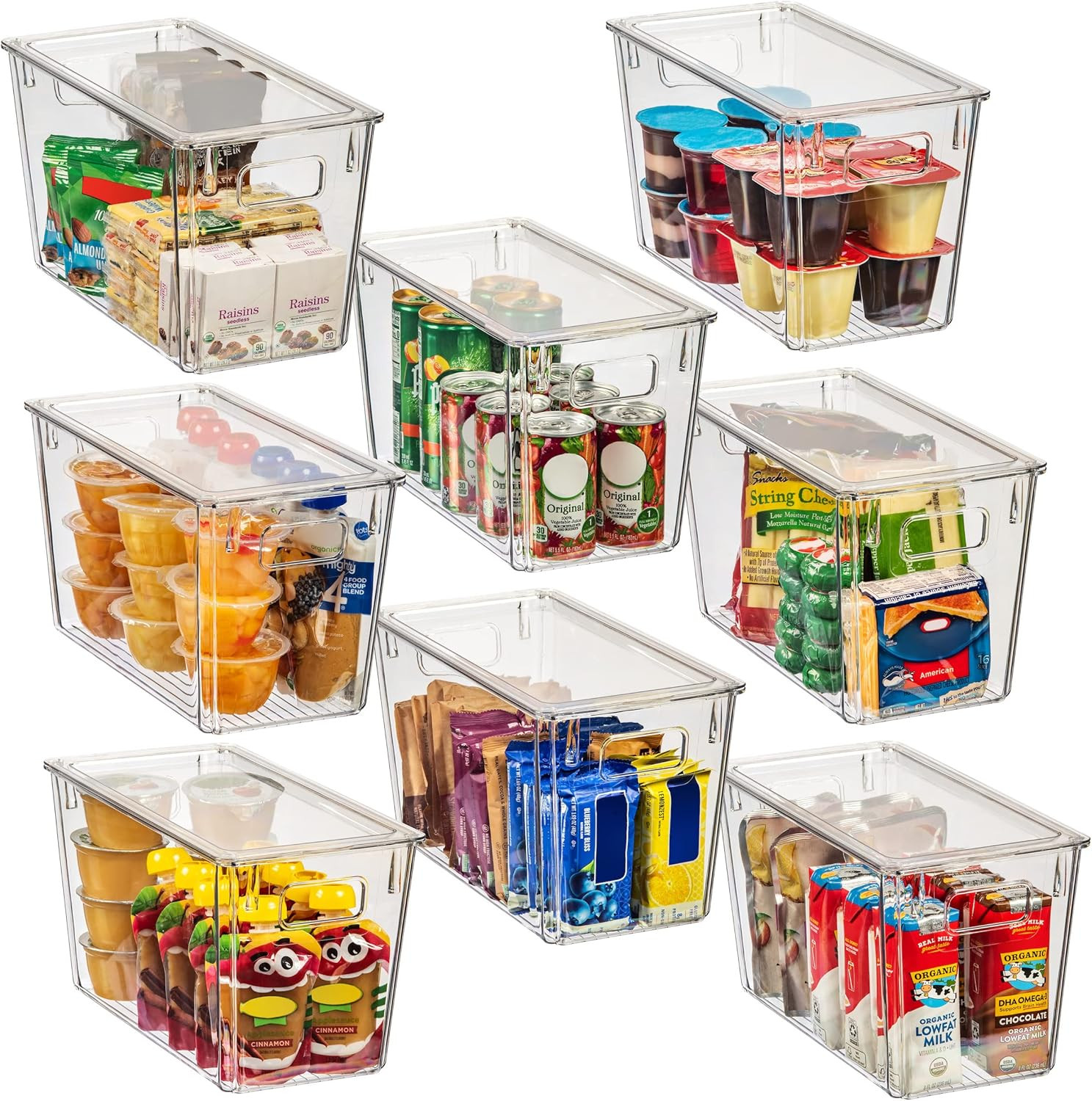 Modern Plastic Storage Bins with Lids Perfect Kitchen Organization or Pantry Fri