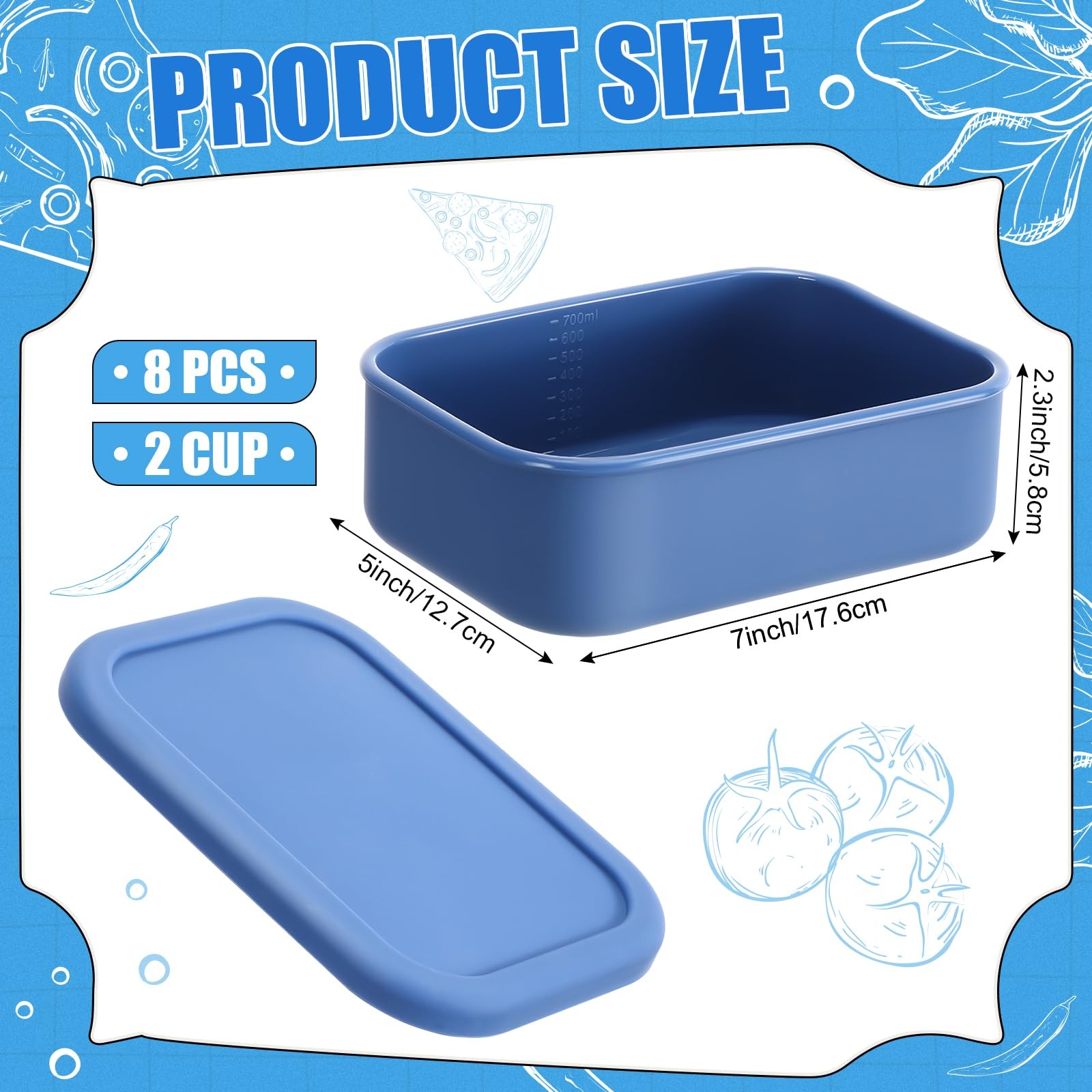 Nuogo 8 Pcs 2 Cup Silicone Freezer Trays with Lid Silicone Soup Freezer Molds…