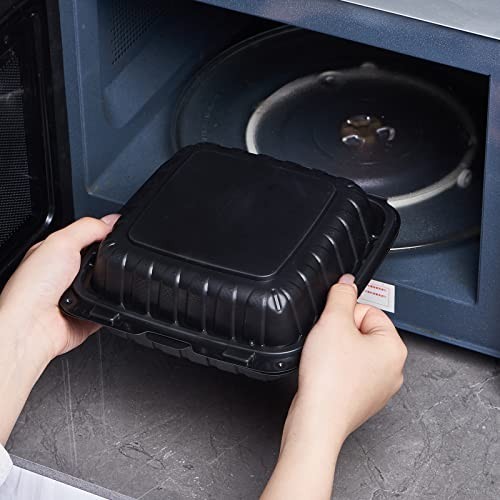50-Pack Heavy Duty 3-Compartment Clamshell Takeout Food Trays – Disposable Meal