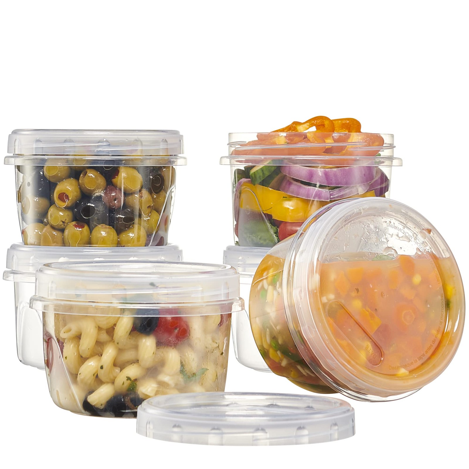 6 Pack Twist Cap Food Storage Containers with Clear Screw on Lid- 16 oz Reusa…