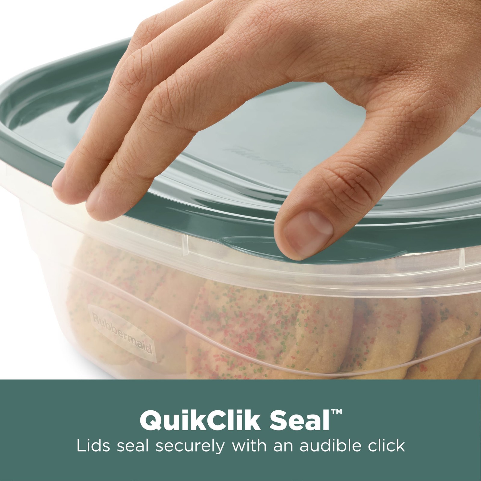 Rubbermaid Clear Food Storage Container with Lid, 4 Cup, Green, Pack of 3