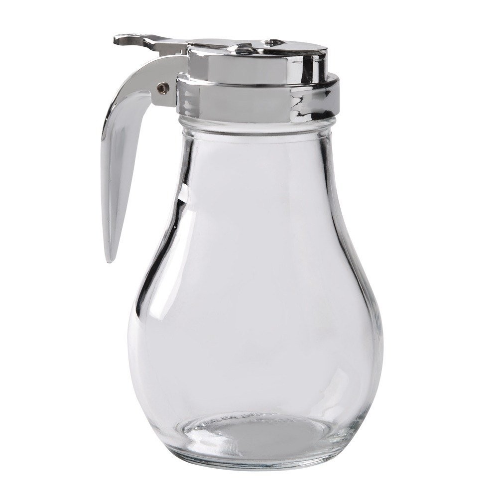 14 oz Syrup Dispenser with Cast Zinc Top for Coffee Pancakes 1 Pack Glass