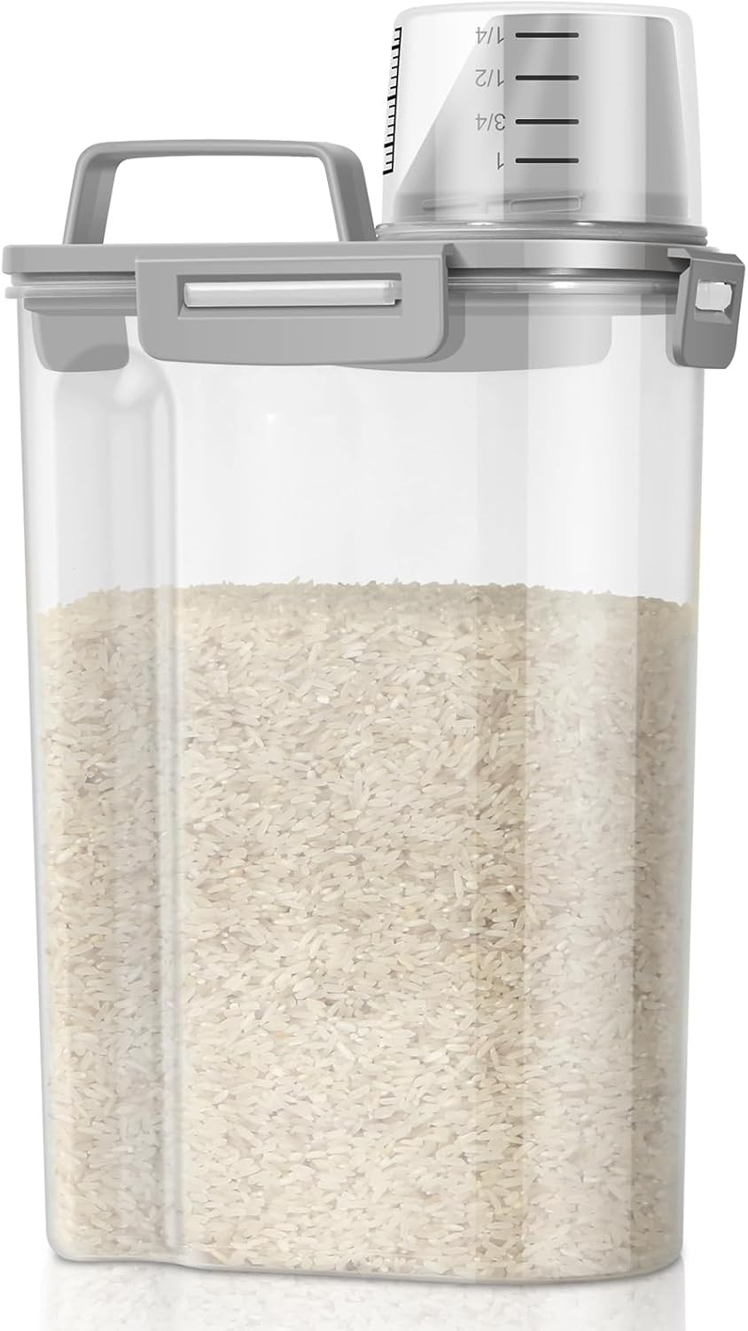 Rice Storage Container 3 to 5 Lbs – Small Pet Dog Cat Food Container Dispenser