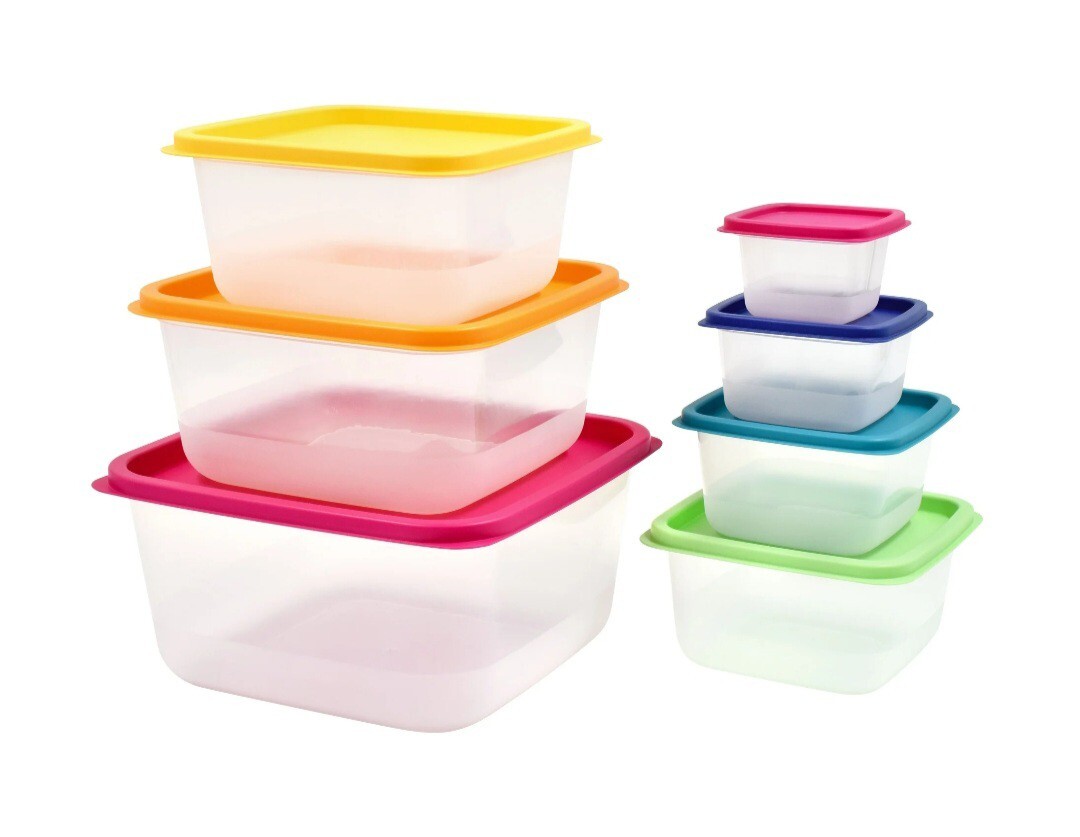 Mainstays Plastic Rainbow Food Storage Set, Multi Color, 14pcs