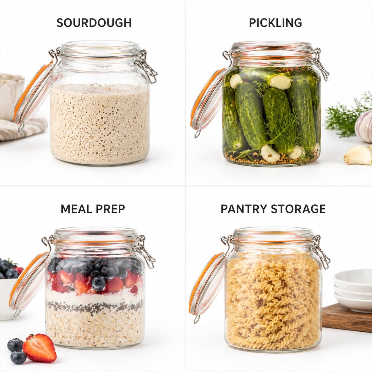 kitchentoolz Half Gallon Glass Large Mason Jars with Airtight Lid – 64oz Wide…