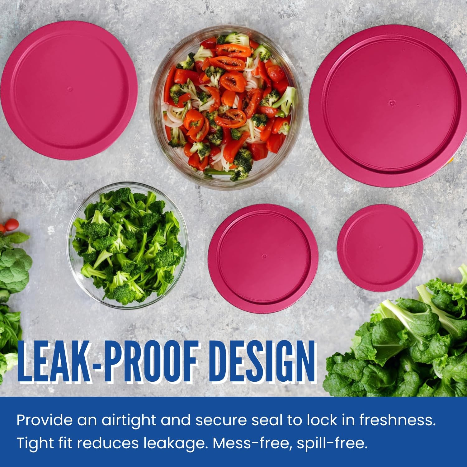 Replacement Lids fits Pyrex 2-Cup Round Glass Cover for 7200-PC Fuscia 10 Pack