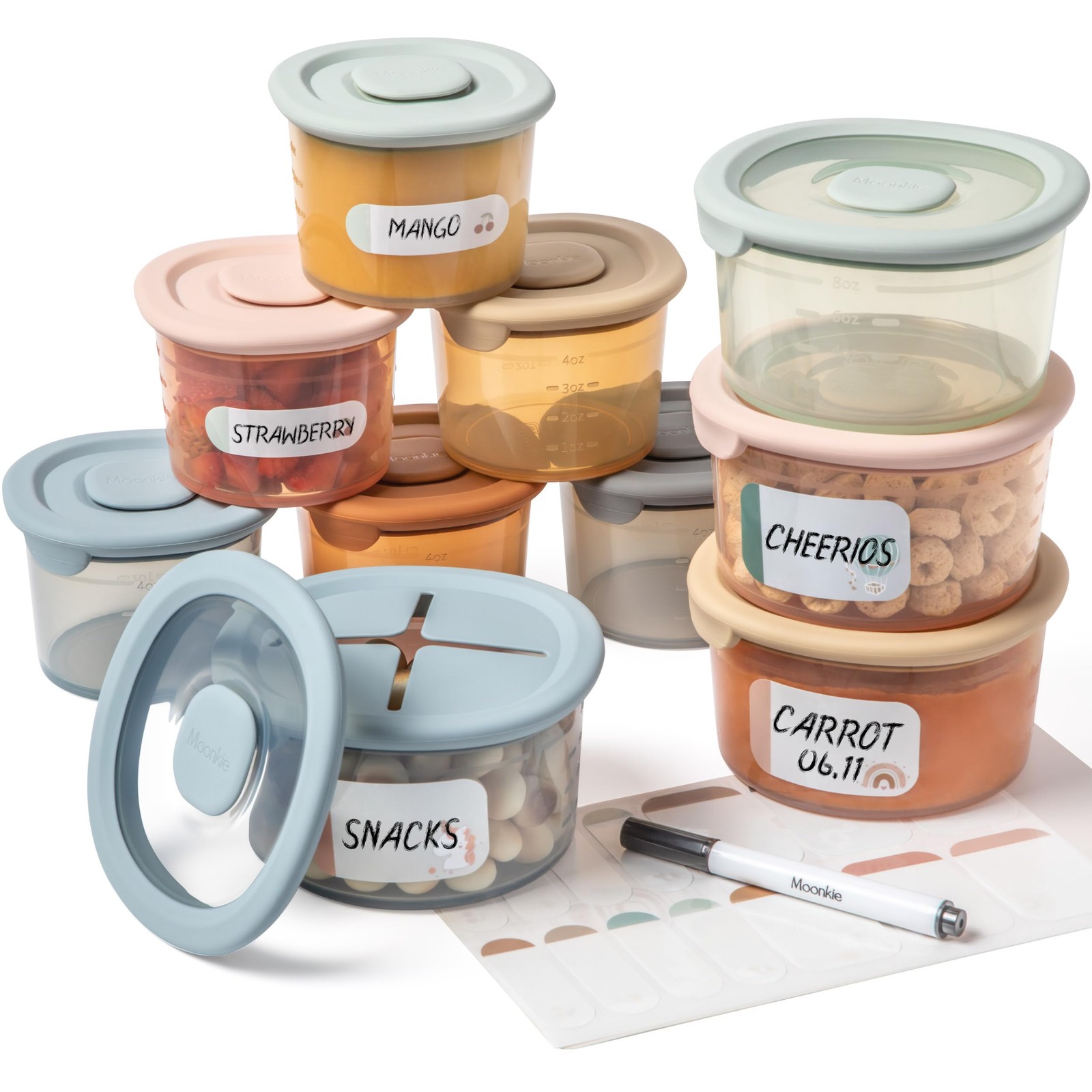 Silicone Baby Food Containers | 8oz/4 6pack 4oz/4pack 8oz, multicolor