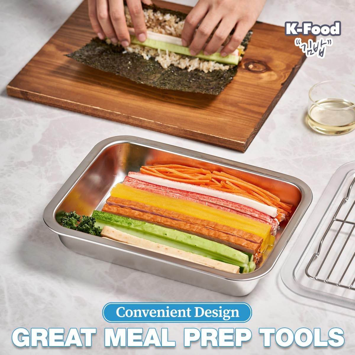 WAGENSTEIGER Stainless Steel Food Prep Container Set with Rack & Transparent …