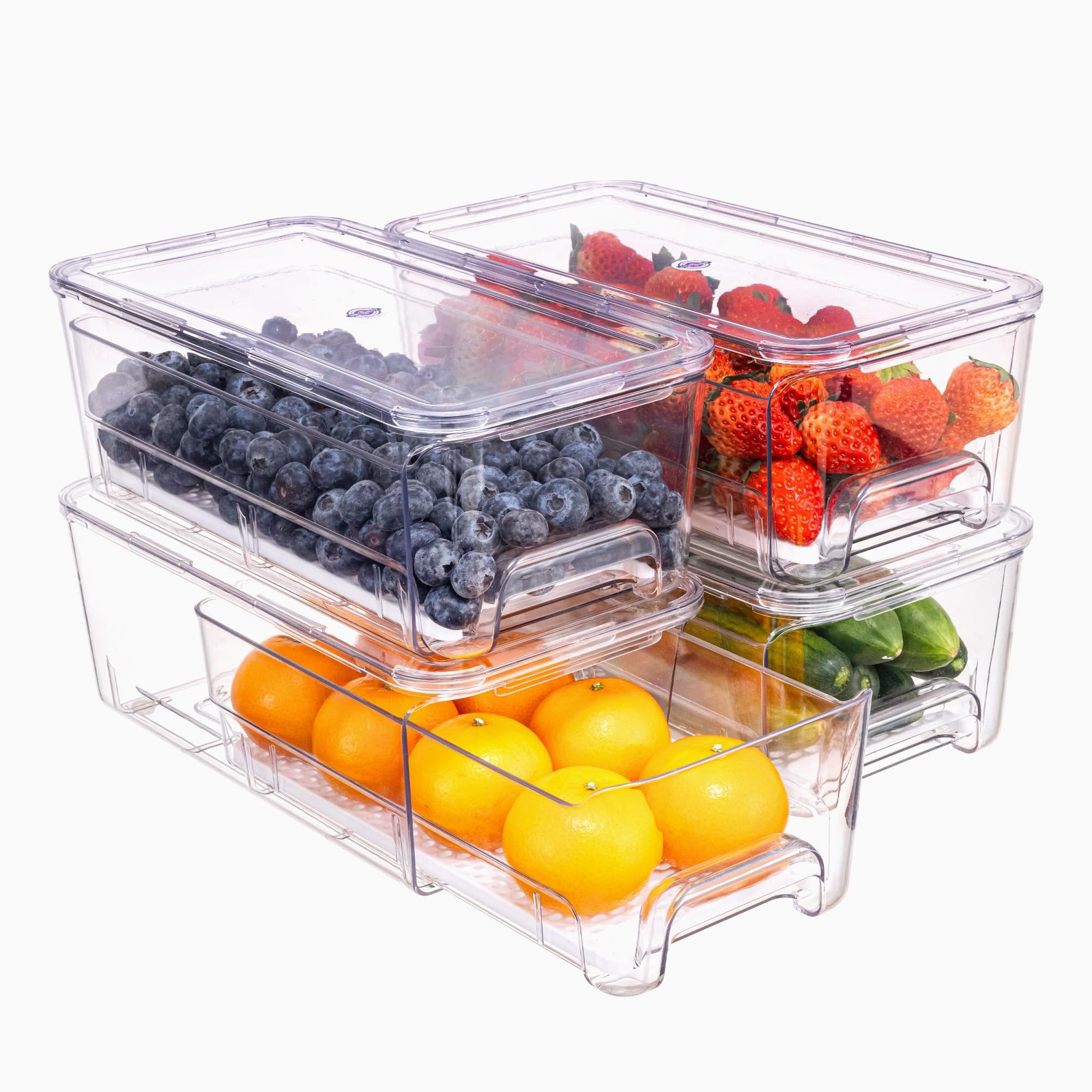 Large Fridge Organizer Drawers, 4 Pack Clear Pull-Out Refrigerator Organizer …