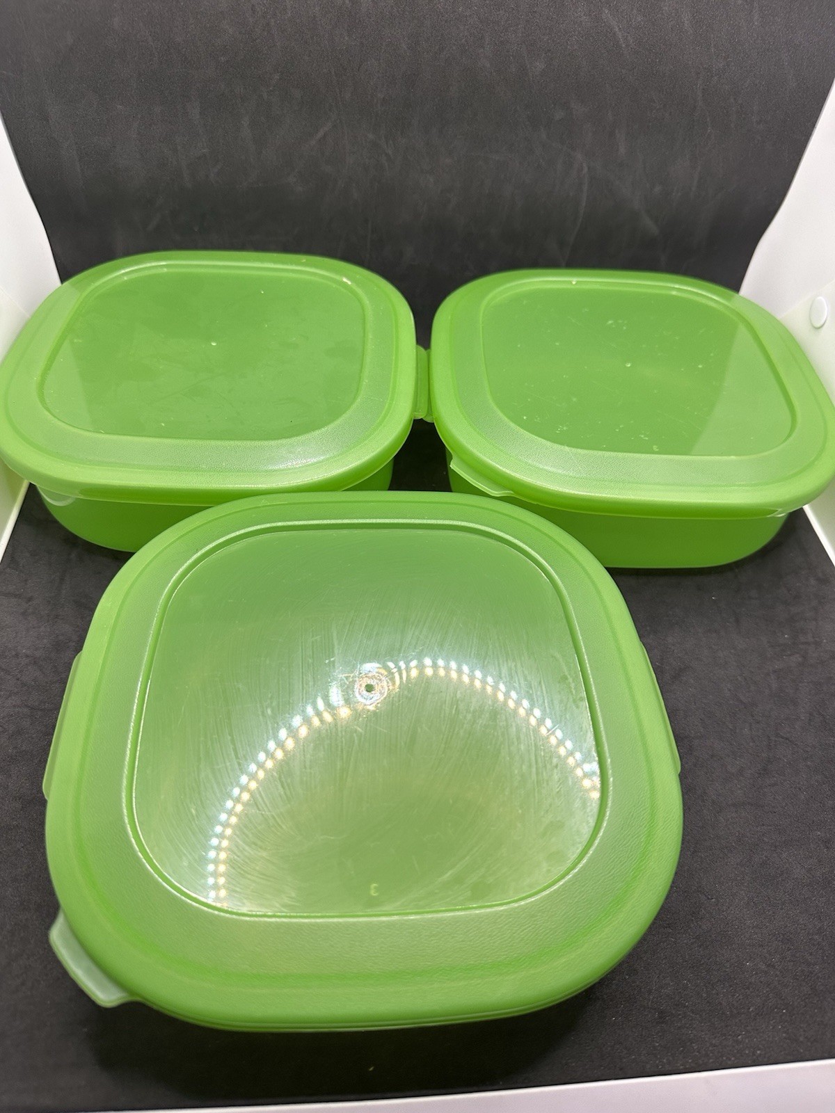Vintage Superseal Avocado Green Food Storage Container Lot 6 Matching Lids