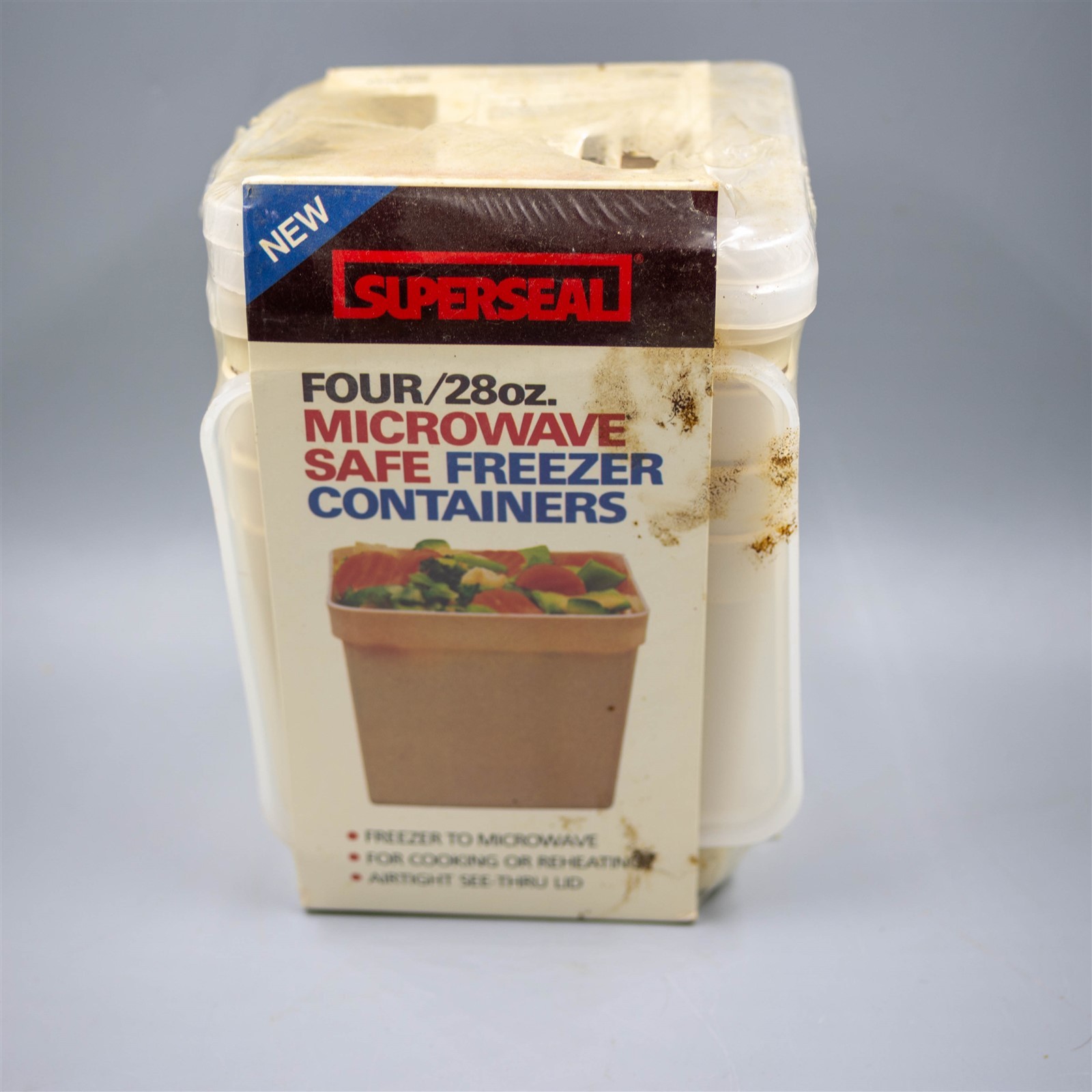 Super Seal Vintage Microwave Safe Freezer Containers Tan 28 oz (qty 4)