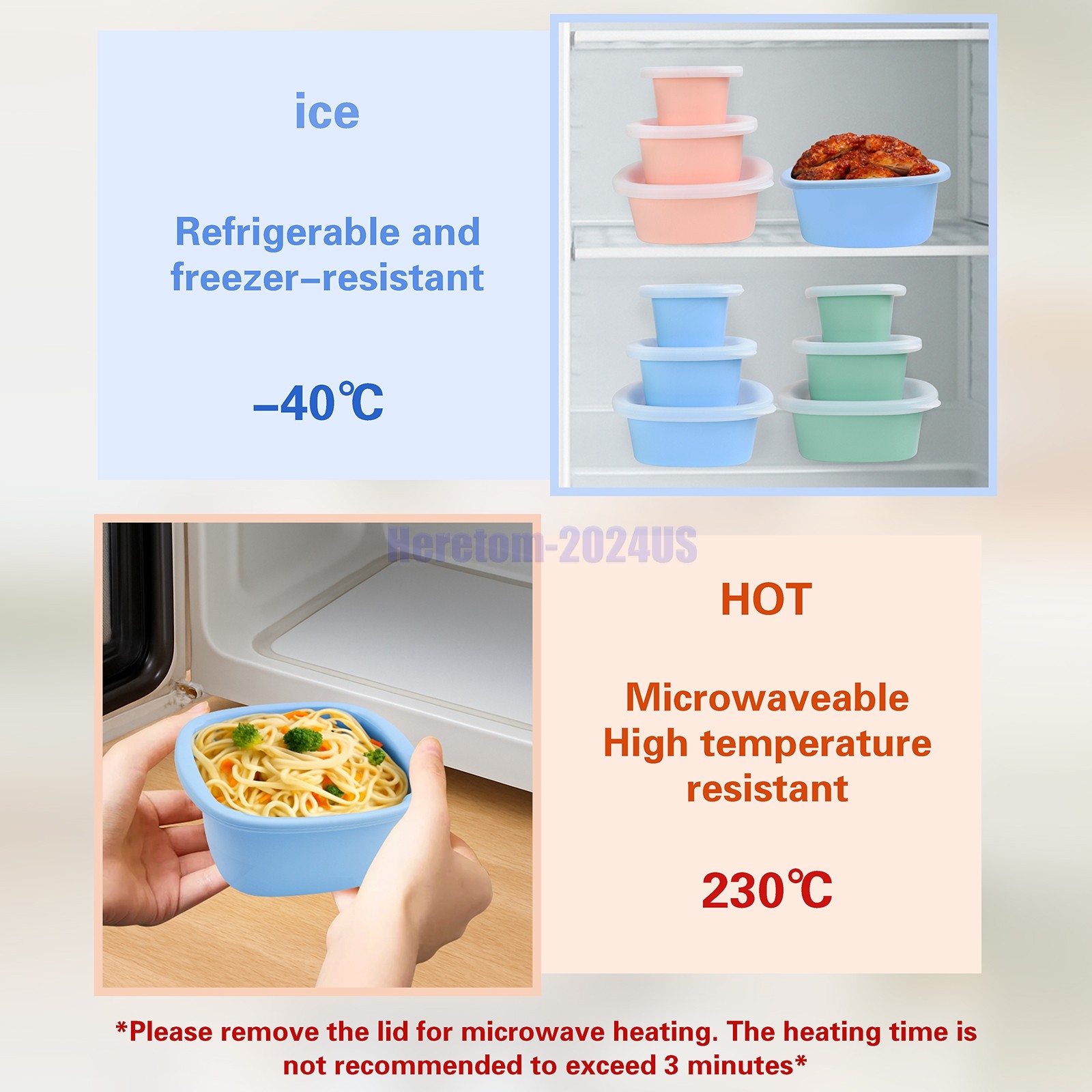 Silicone Freezer Trays wtih Lids 2 Pack 1/2 1 2 Cup Soup Portion Meal Prep Molds