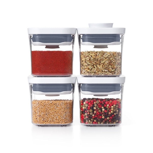 POP 4-Piece Mini Food Storage Jar Set with Airtight Lids, B Plastic