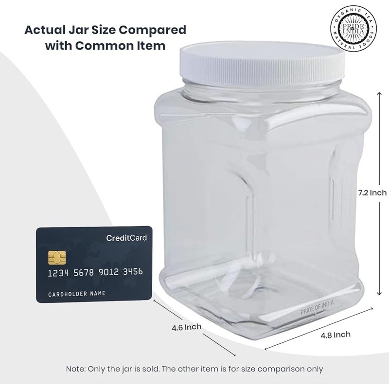 Impact Resistant Transparent PET Plastic Jar W/ Ribbed Screw Cap Storage New