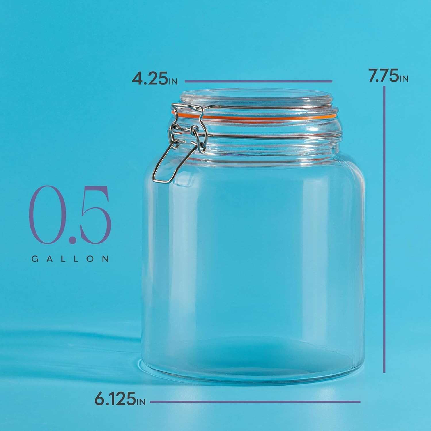 kitchentoolz Half Gallon Glass Large Mason Jars with Airtight Lid – 64oz Wide…