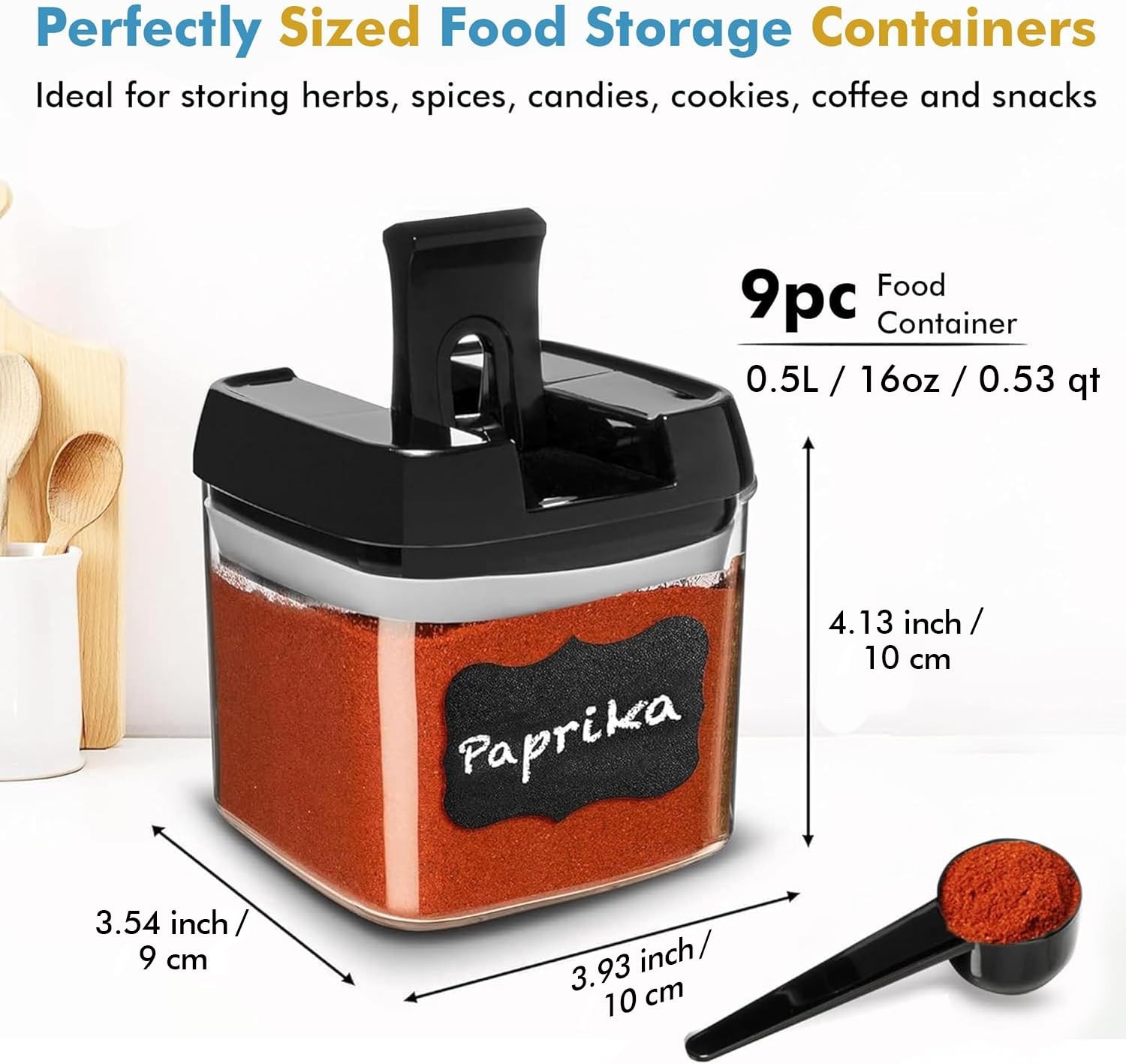 9 PC Airtight Food Storage Containers – BPA Free Clear Plastic Snack & Spice …