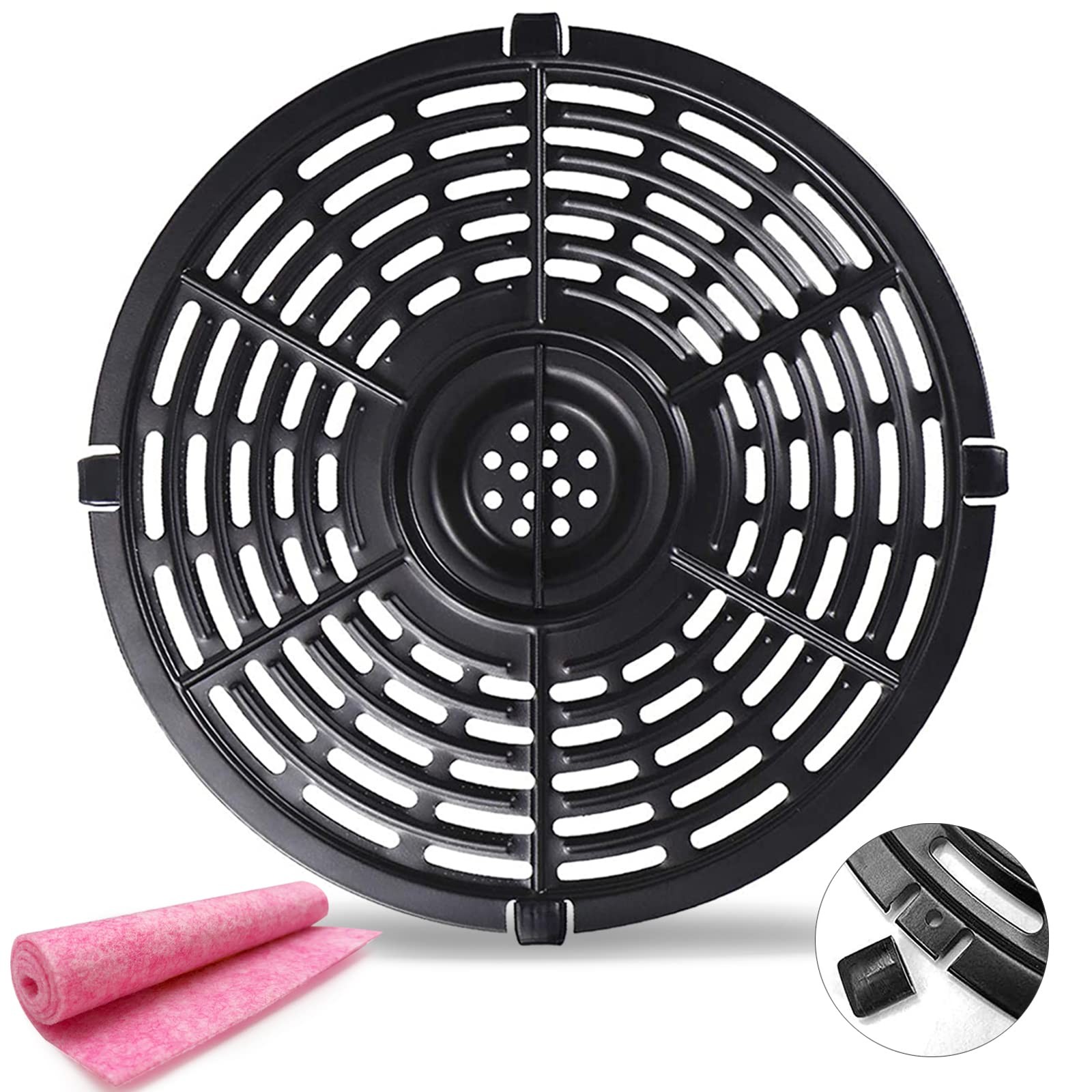 Air Fryer Replacement Parts, Round Grill Plate Crisper for 3.7QT, Black