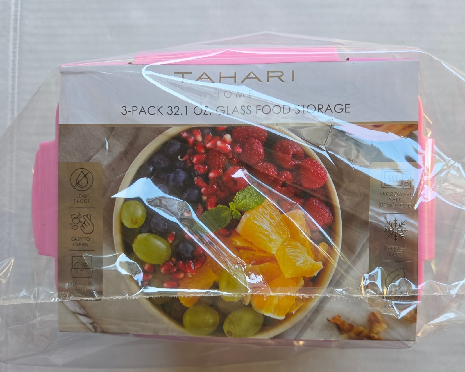 Tahari Home 3-Pack 32.1 Oz Glass Food Storage – Leak Proof – Microwave Safe