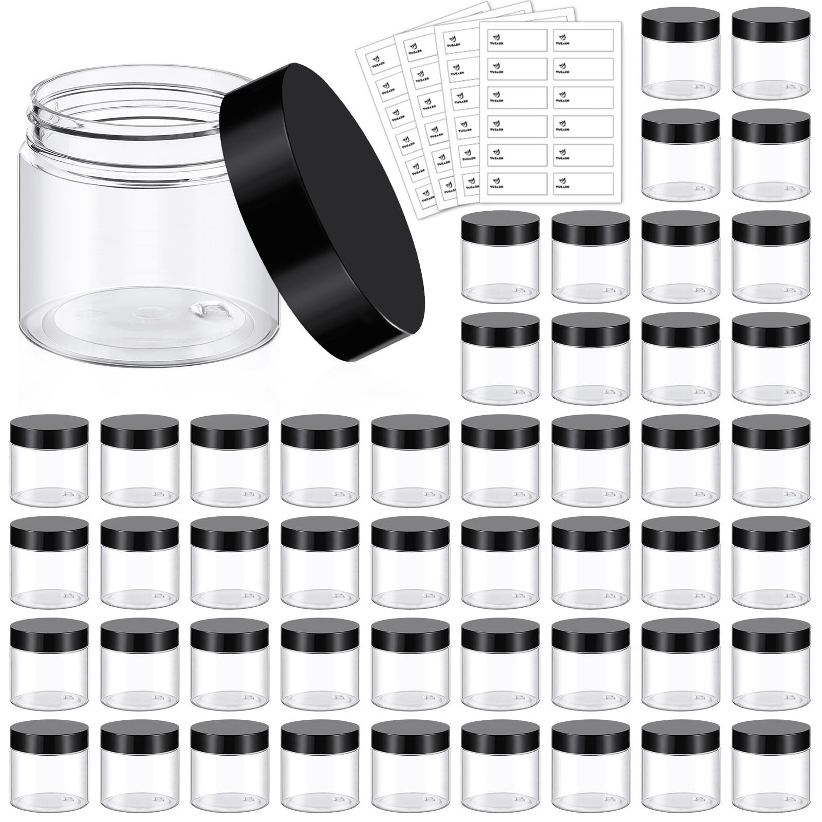 48 Pack 2 Oz Plastic Jars with Lids, 2oz Small Plastic Containers with Lids for