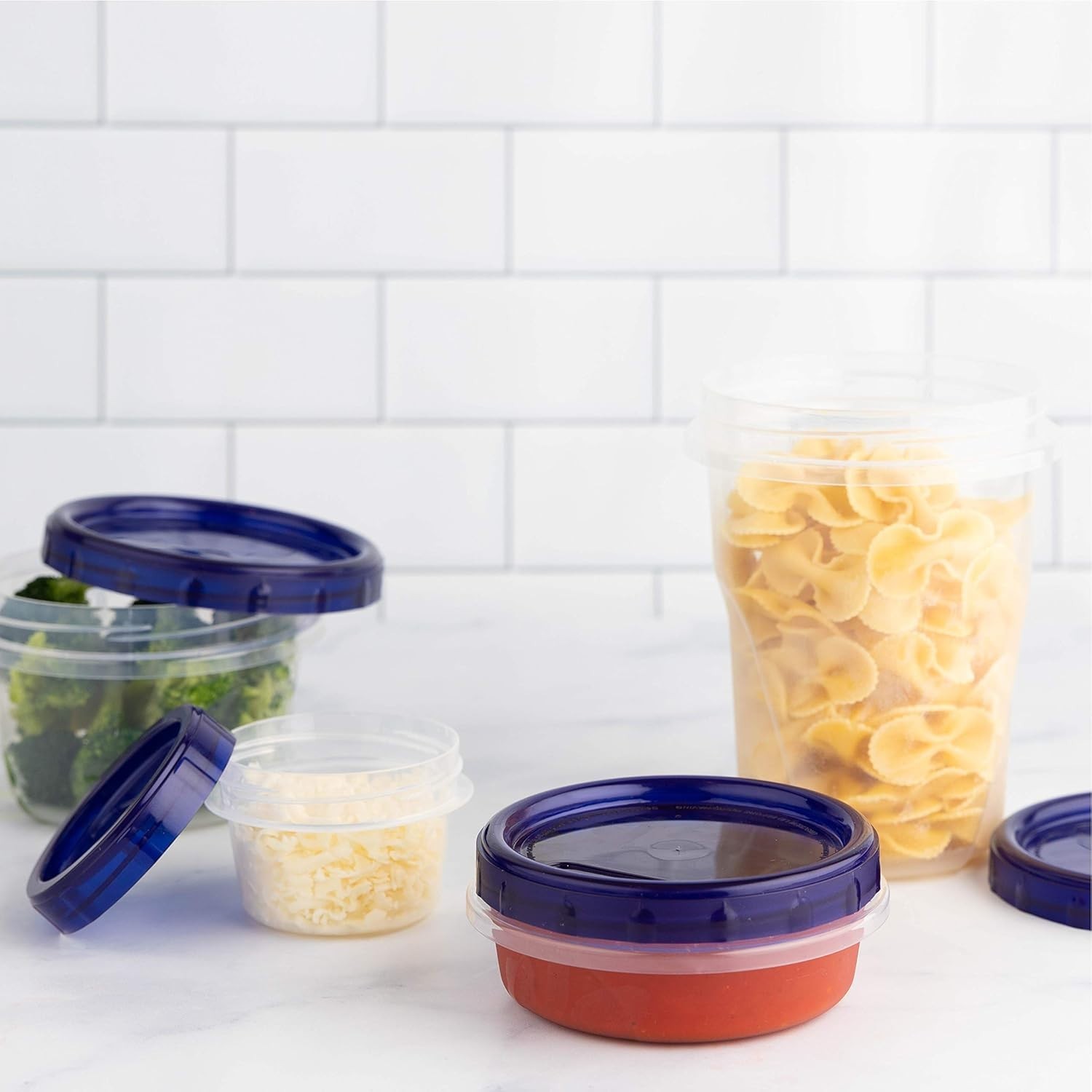 Twist Top Deli Containers – Clear Bottom, Blue Lids