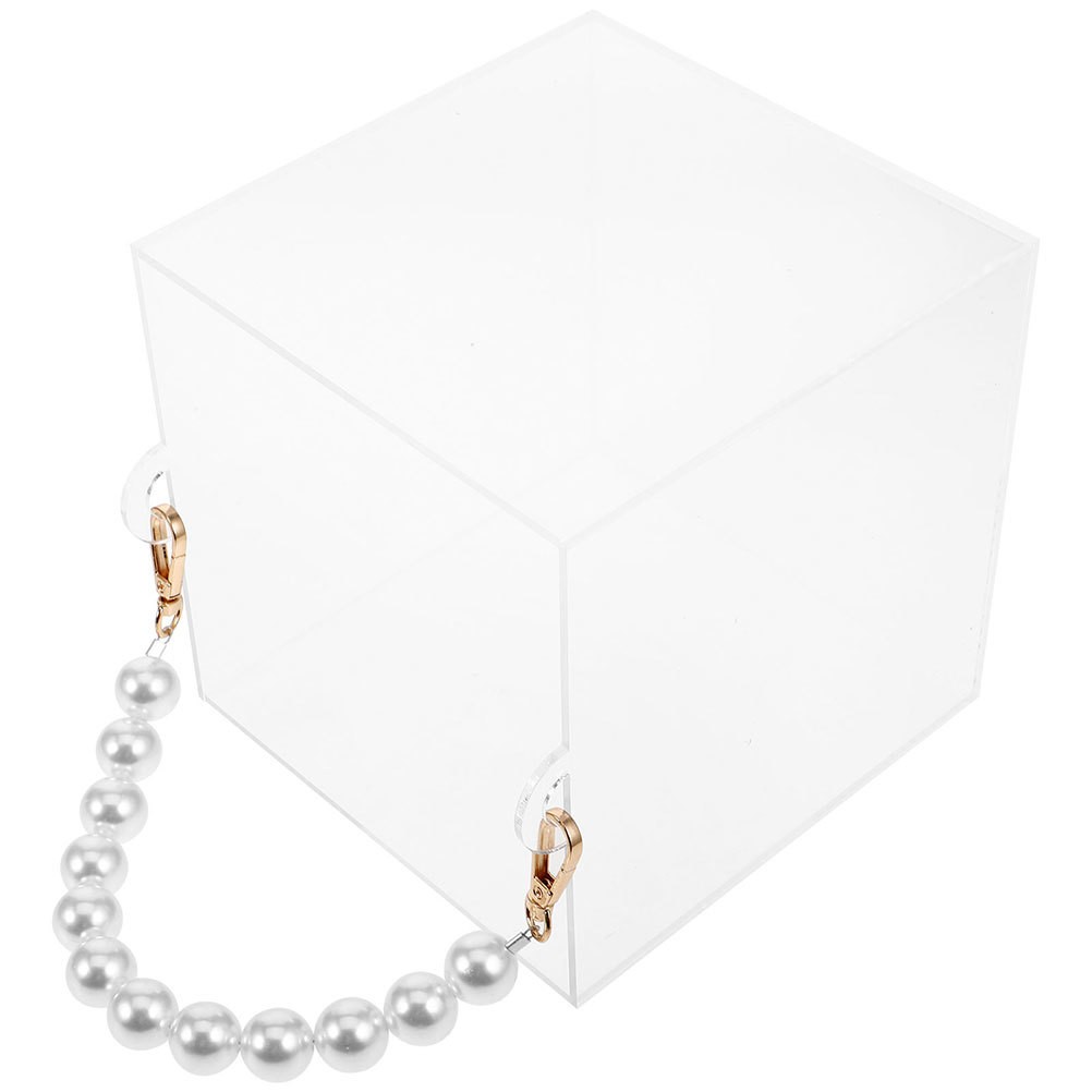 Clear Acrylic Present Box With Pearl Handle for Wedding Favors Birthday Party