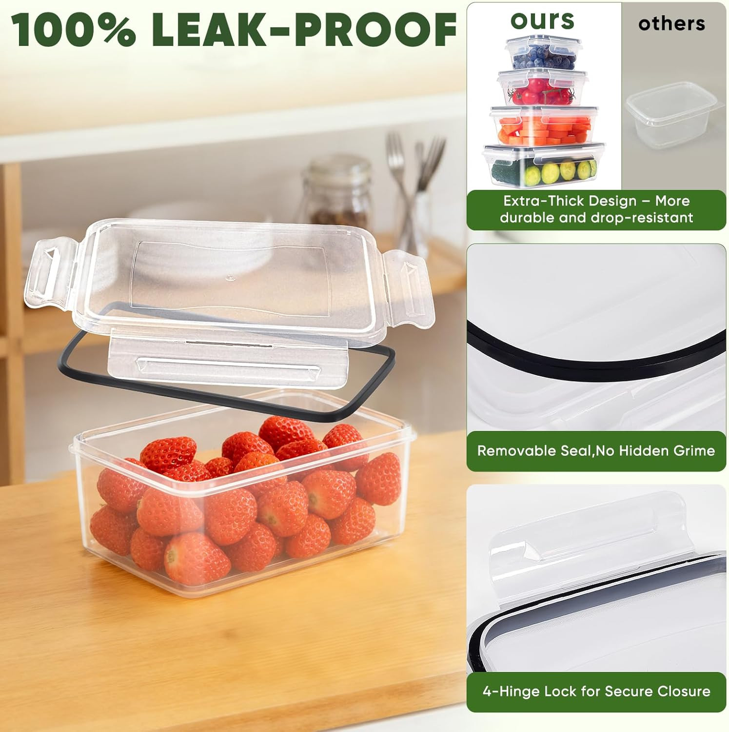24Piece Food Storage Container Lids 12 Containers 12 Lids Plastic Sealed Food