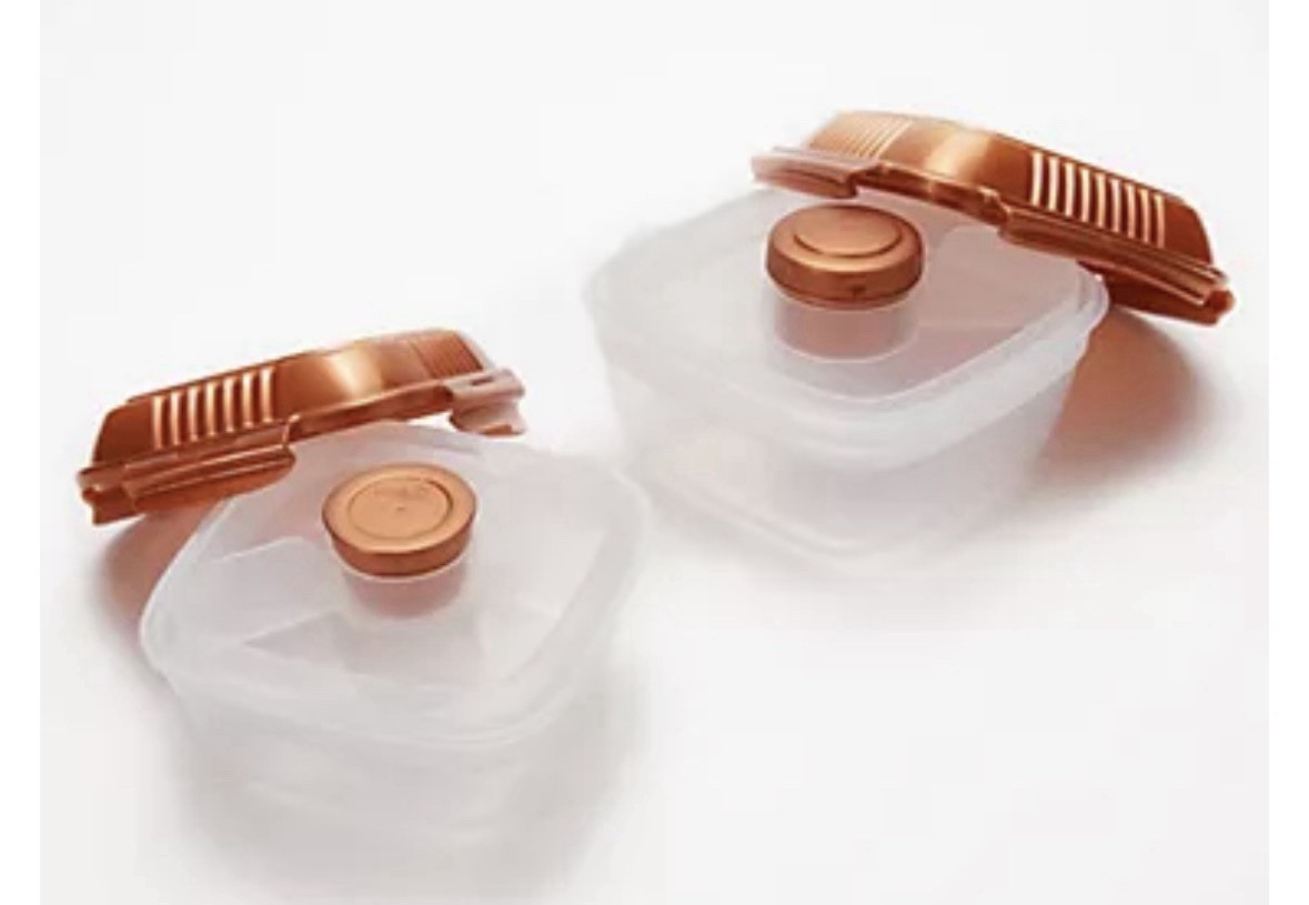 Lock n Lock Set (4) Salad Lunch Take-out Zen Container GOLD w/ Dividers/Dressing
