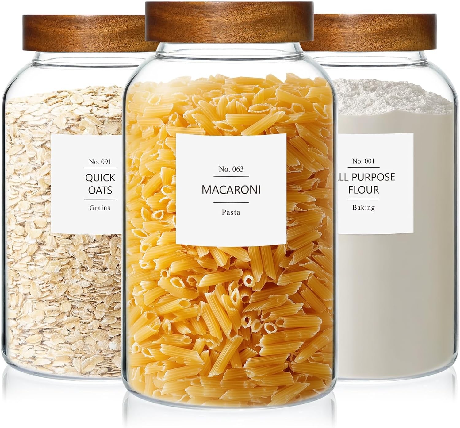 88oz Large Glass Jars with Airtight Acacia Wood Lids, Set of 3 Food Storage