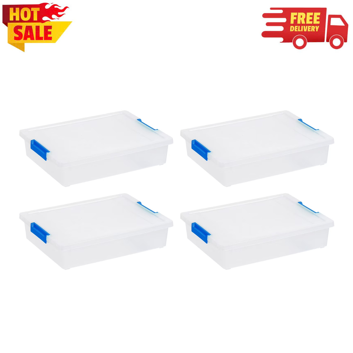 IRIS 6 Qt Latching Storage Containers Clear Plastic Totes with Lids 4 Pack