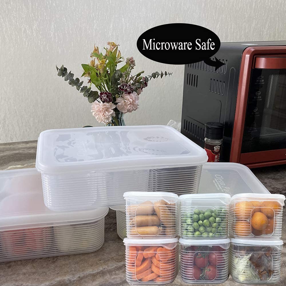 TeTeBak Food Storage Containers with Lids Airtight 6PCS Removable Clear