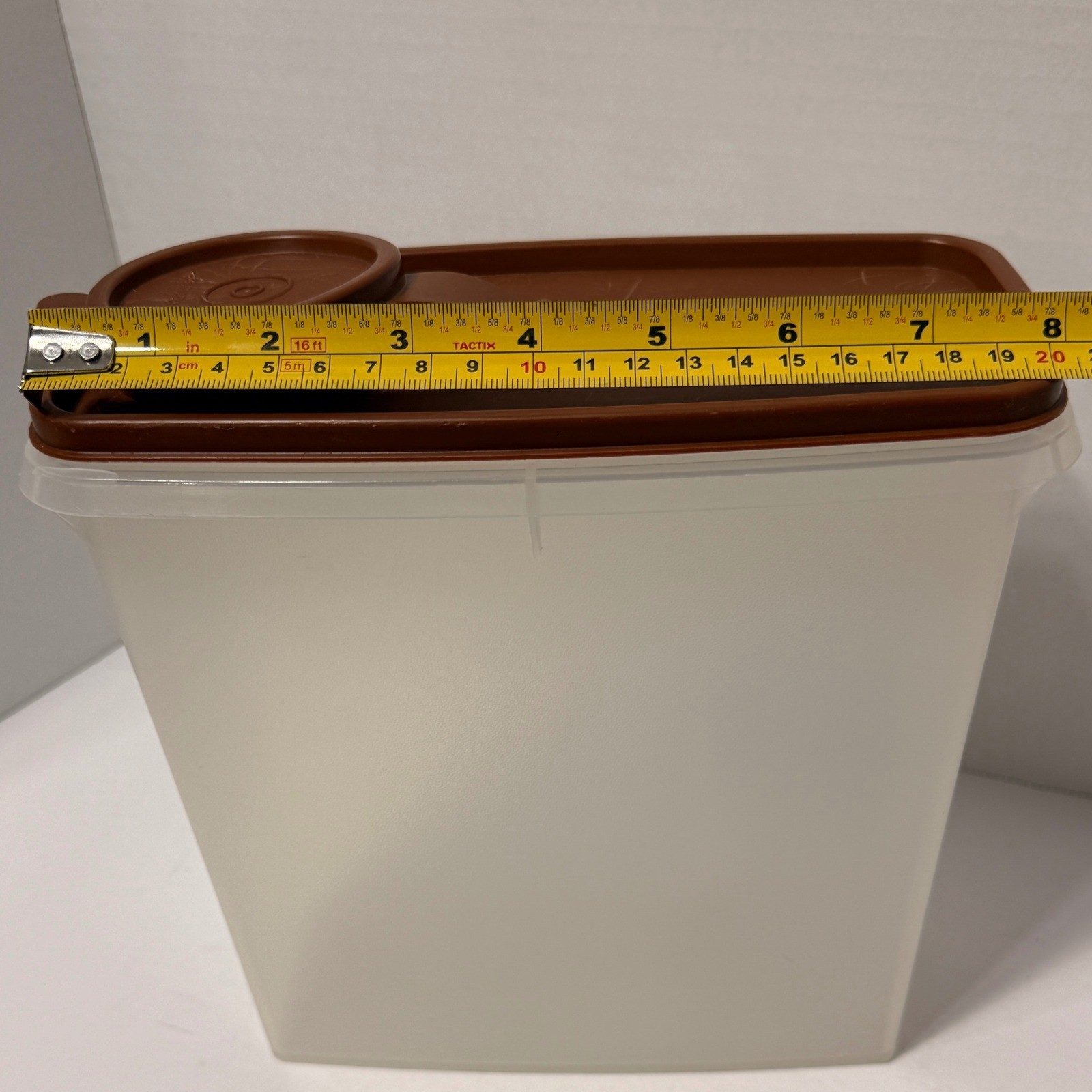 Vintage Tupperware Modular Mate Super Oval 4 Clear Brown Flip Top Lid 1614 USA *