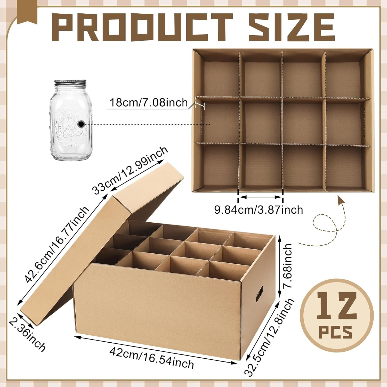 Mason Jar Storage Box Set – 12 Stackable Containers with Handles for Moving