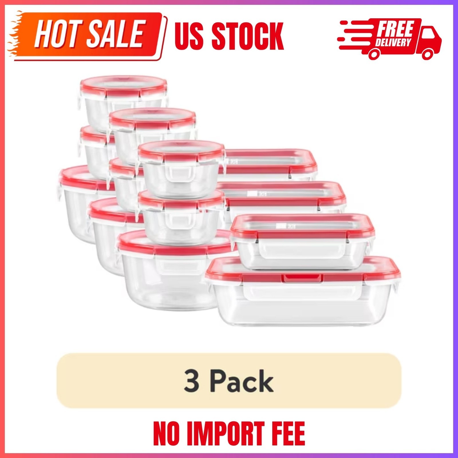 (3 pack) Pyrex® Freshlock 10-pc Glass Storage Set