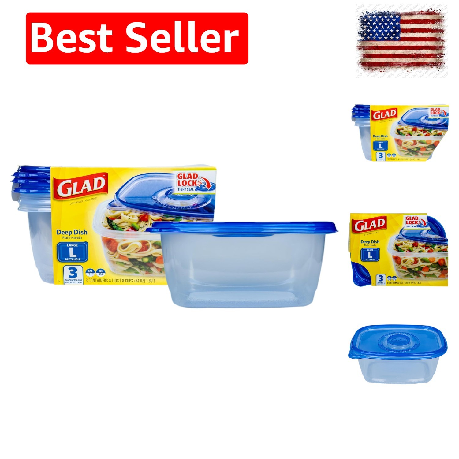 Ware Deep Dish Food Storage Containers with Lids, Large Rectangle BPA Free Pl…