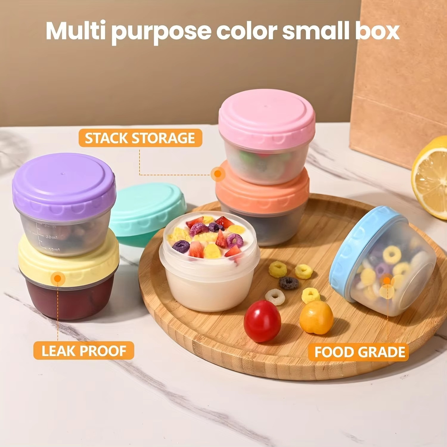 6 Pack 2oz Salad Dressing Containers with Lids Dipping Sauce Cups for Snacks