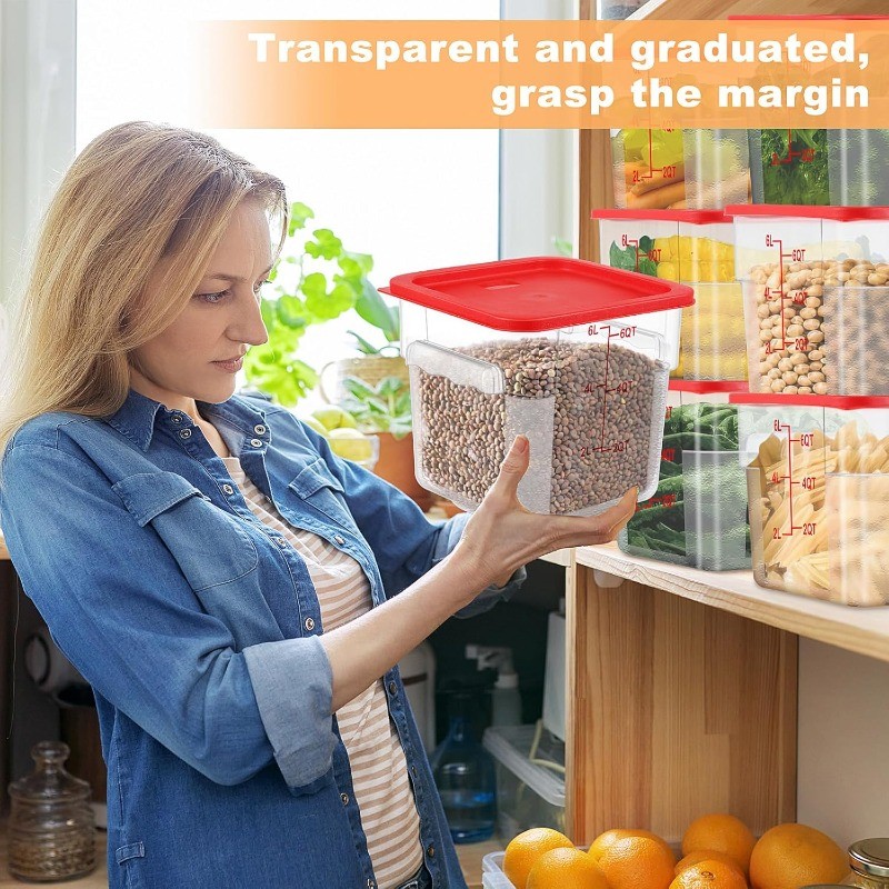 10 Sets 6 Qt Square Food Storage Containers with Lids Commercial Polycarbonate