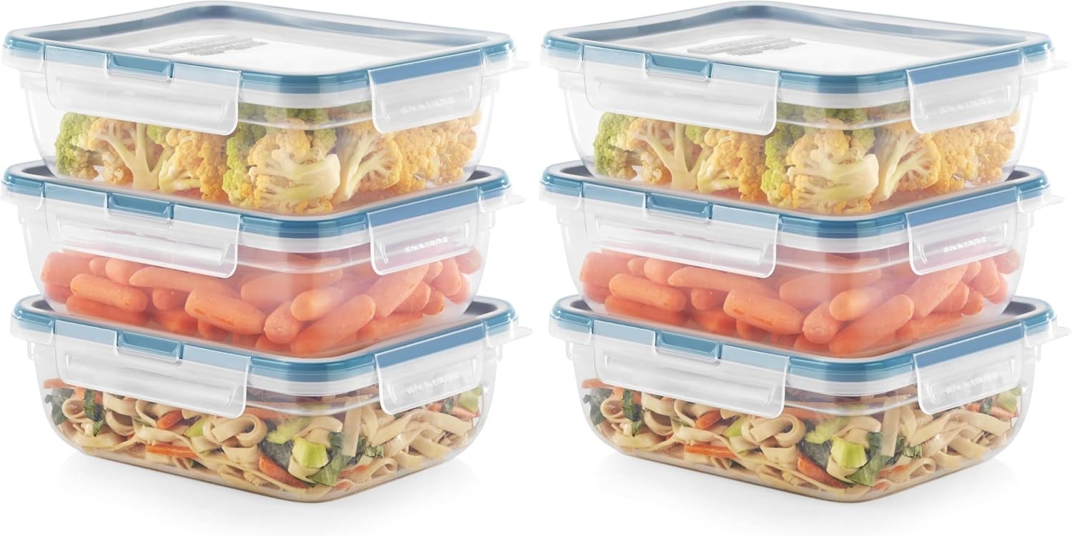 Plastic Total Solution 2-Pack (3-Cup) Food Storage Containers Set, Leakproof &