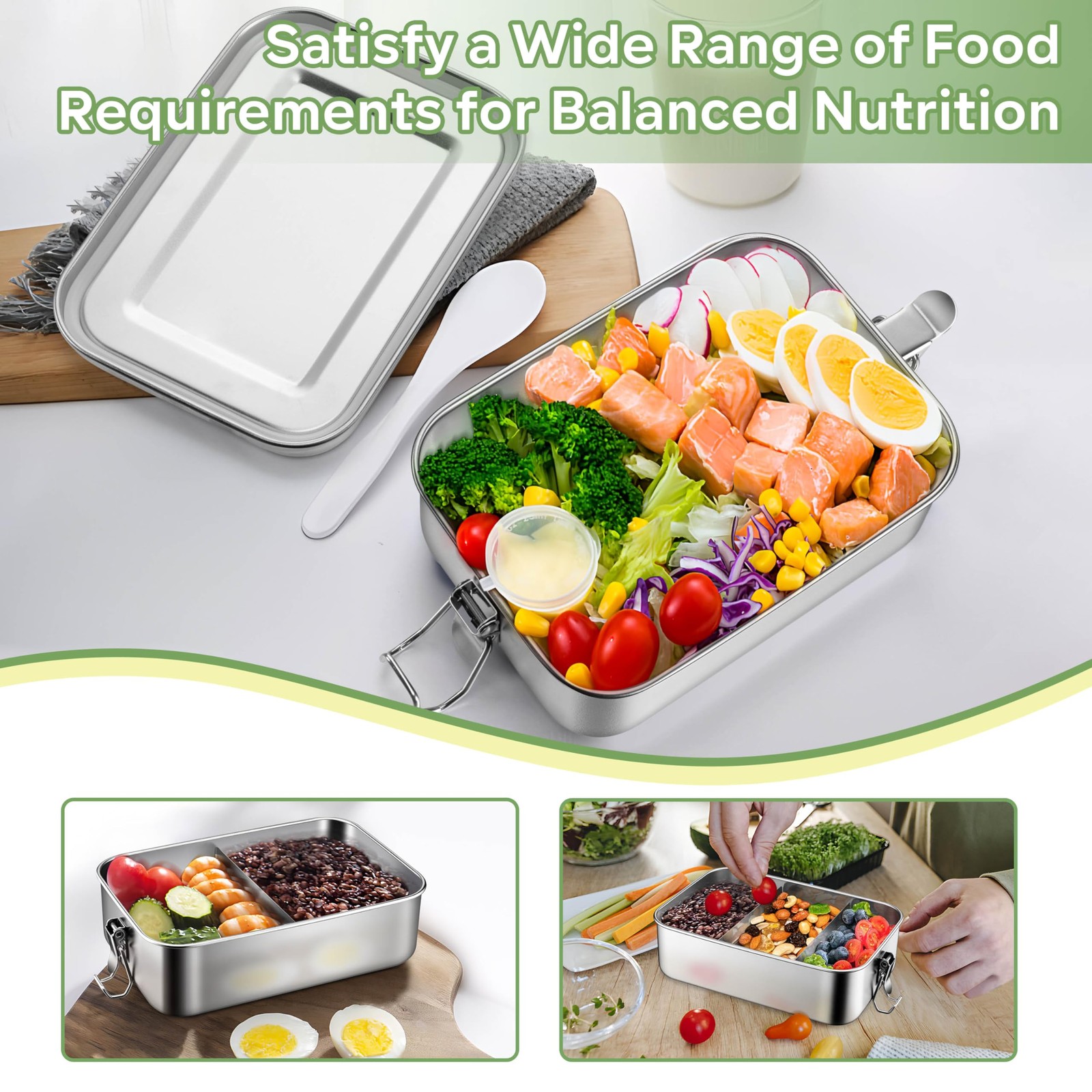 HaWare Stainless Steel Bento Box, 29oz (850ML) Lunch Box 29 oz, Silver