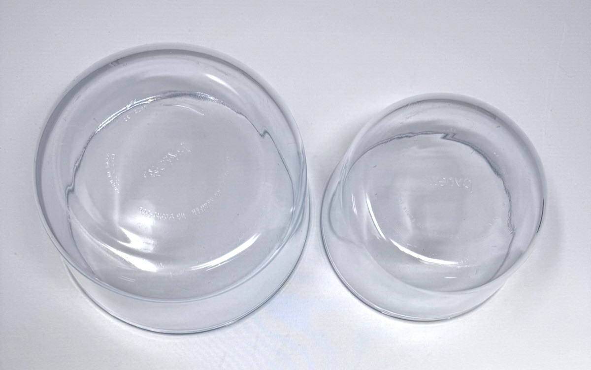 PYREX SIMPLY STORE 7201 4 CUP & 7203 7-CUP CLEAR GLASS ROUND FOOD STORAGE BOWLS