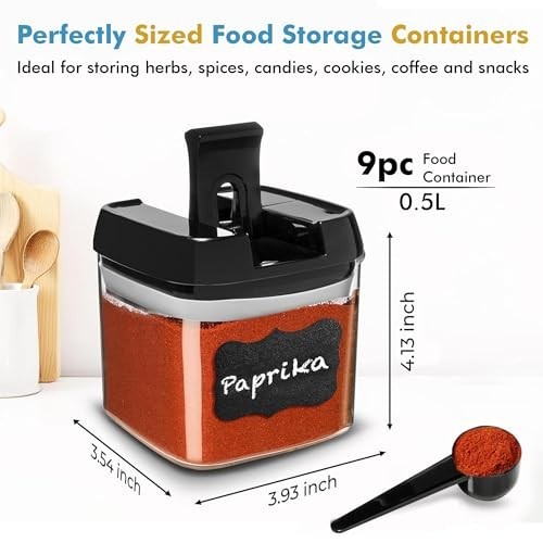 9PC Airtight Food Storage Containers – BPA Free Clear Plastic, Easy Lock Lids, K