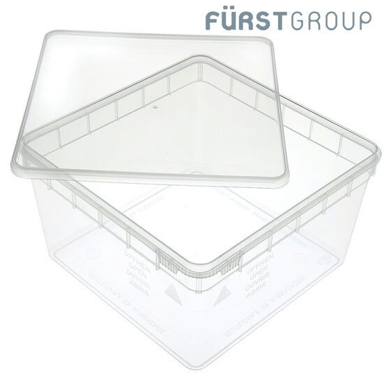 10 FurstGroup Clear Plastic Containers 5″x7¼”x7¼” + 10 Snap-On Lids