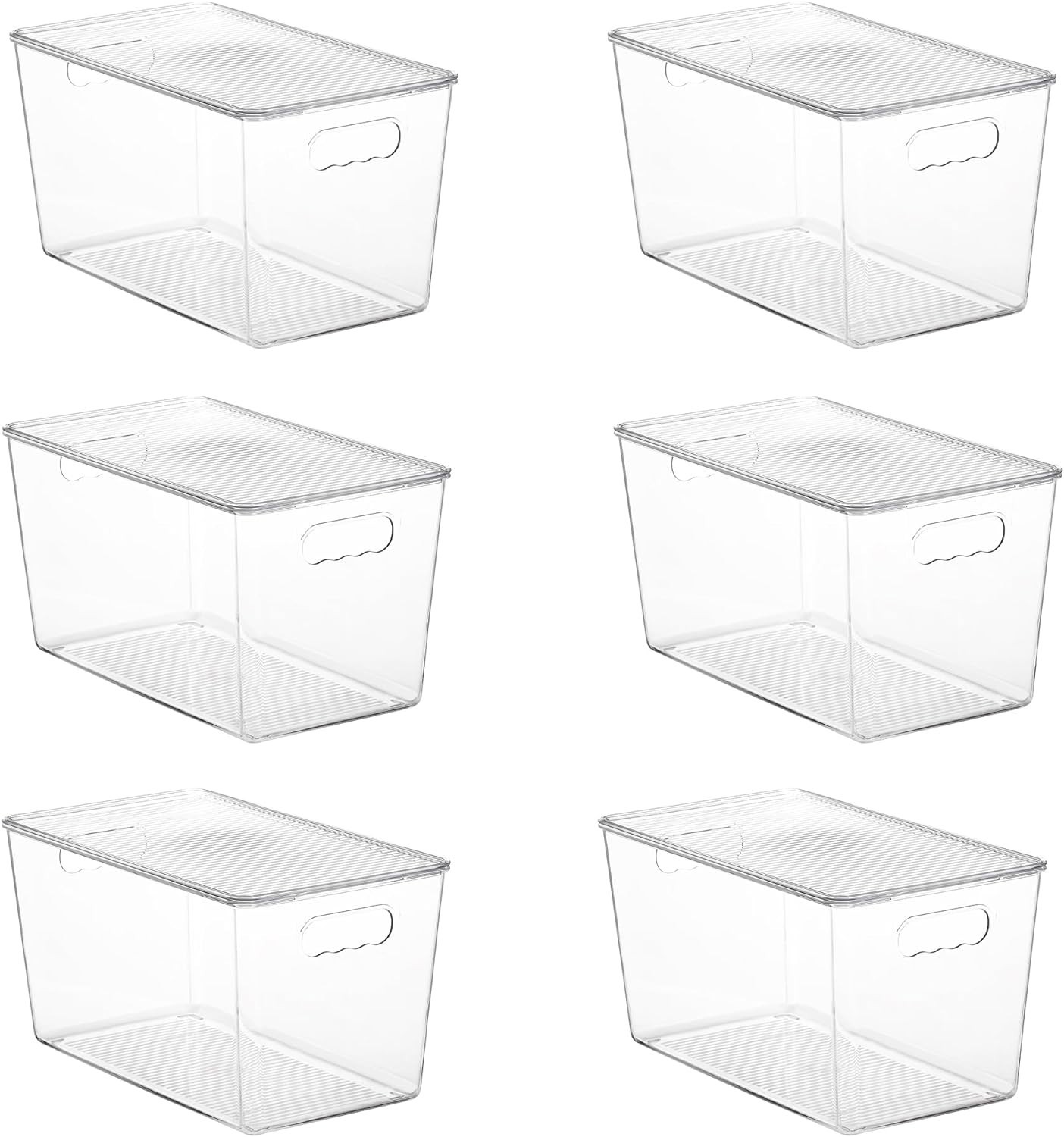 6 Pack Clear Stackable Storage Bins with Lids,XLarge Plastic Containers with …