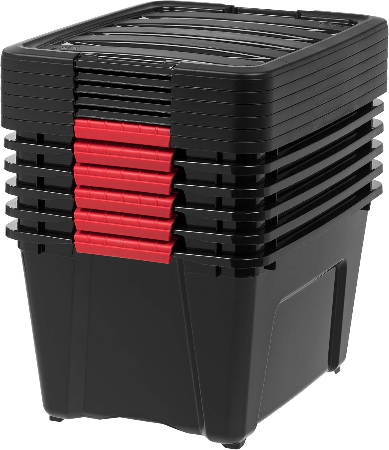32 Qt Stackable Plastic Storage Bins W/ Lids 6 Pack BPA-Free Made in USA Garage