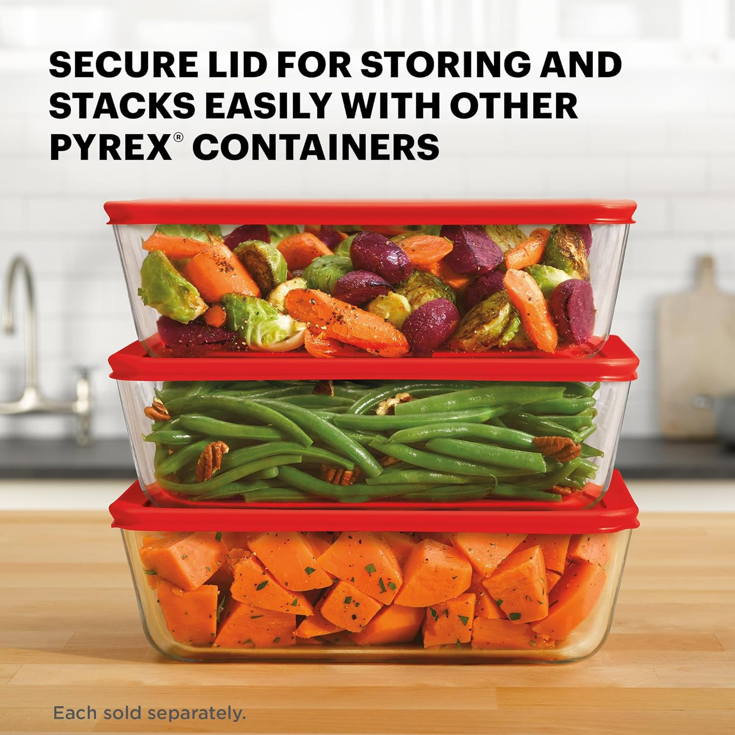 Pyrex Simply Store Glass Food Storage Container, Snug Fit Non-Toxic Plastic BPA-