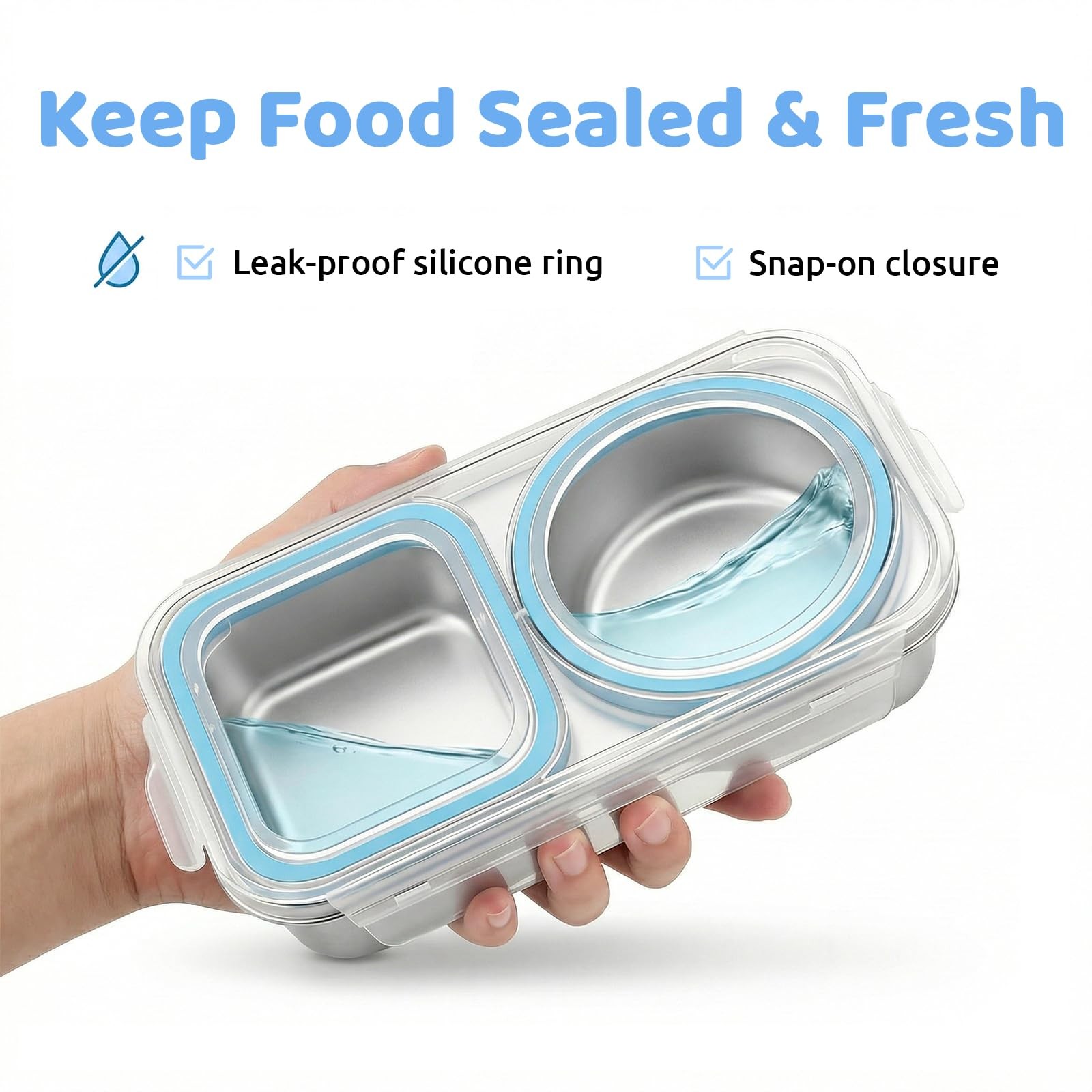 3 Packs Stainless Steel Snack Containers For Adults, 2 Compartment Reusable M…