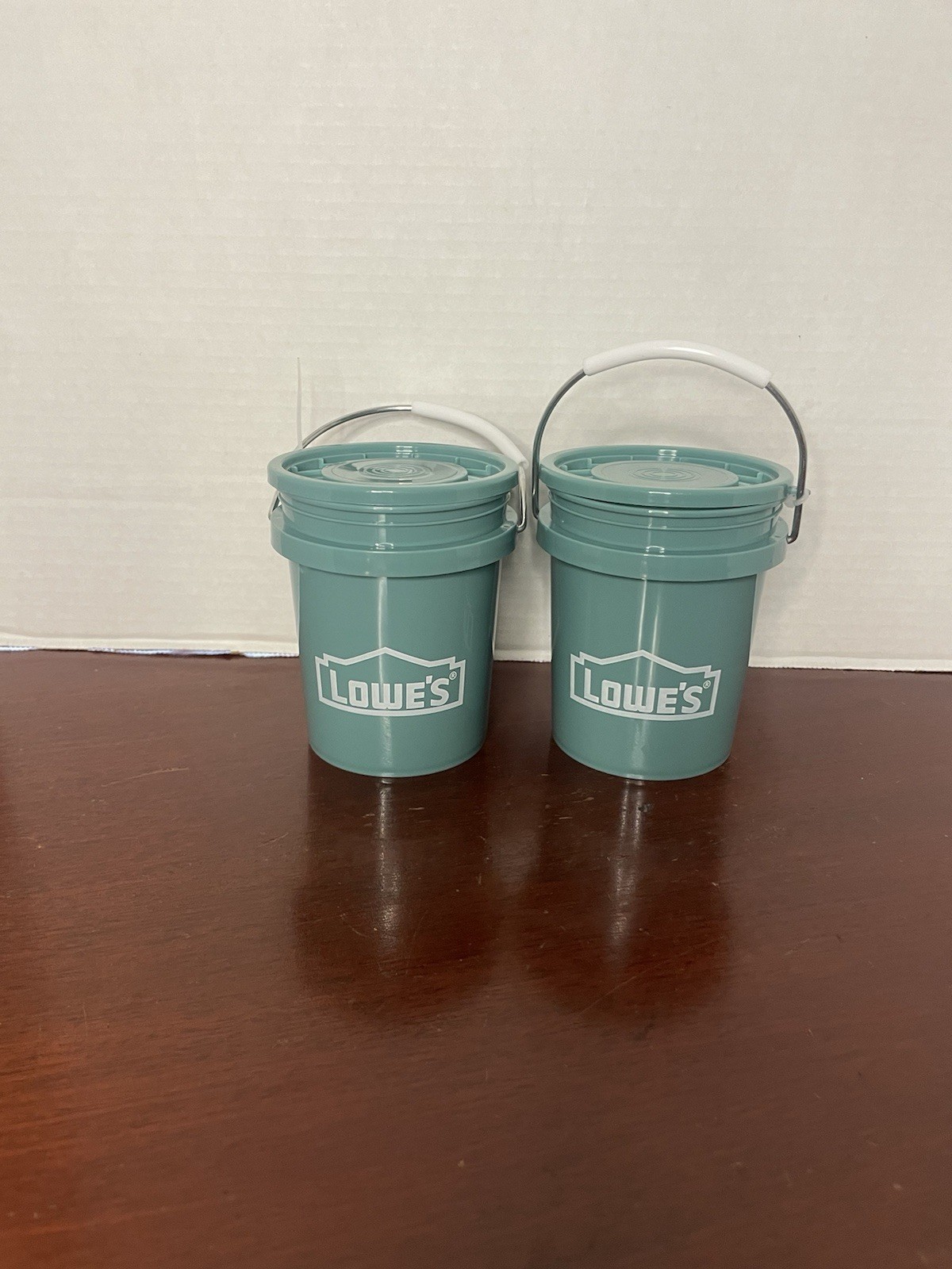Lowe’s Teal 0.42 Qt Mini Bucket w/ Lid Collectible NEW MINI TINY BUCKET Lot Of 2