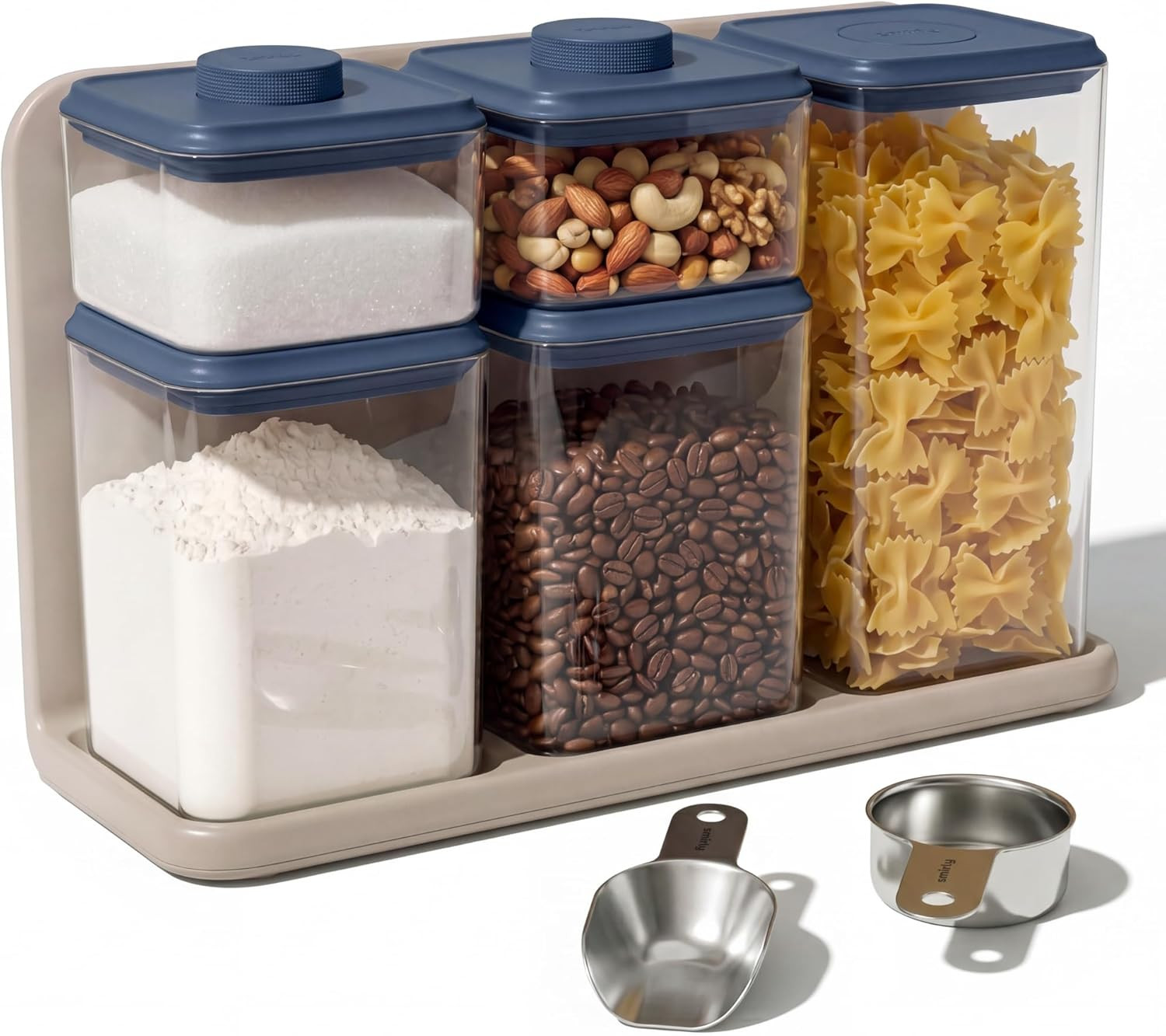 8-Pcs Airtight Food Storage Containers Set with Countertop Organizer,One-Press A