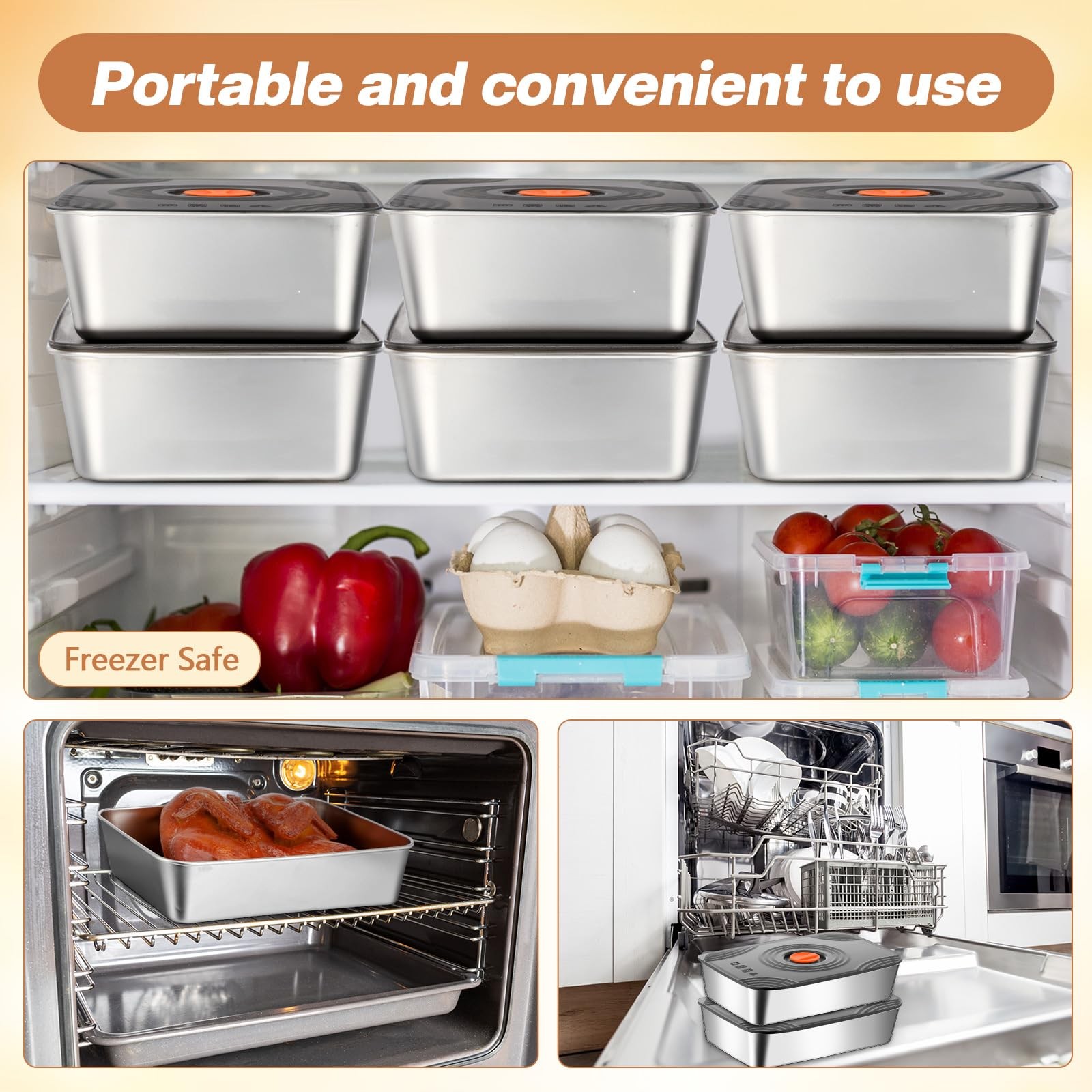 16 Sets 60oz Stainless Steel Food Storage Containers with Lids Large Reusable…