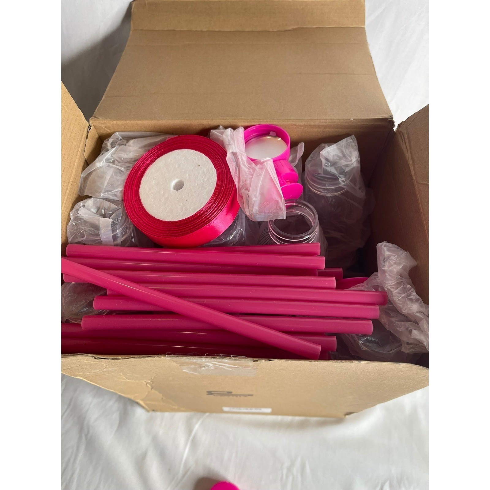 Layhit 24 Set Honey Bear Bottles Rose Red Lids Straws Ribbon Party Favors